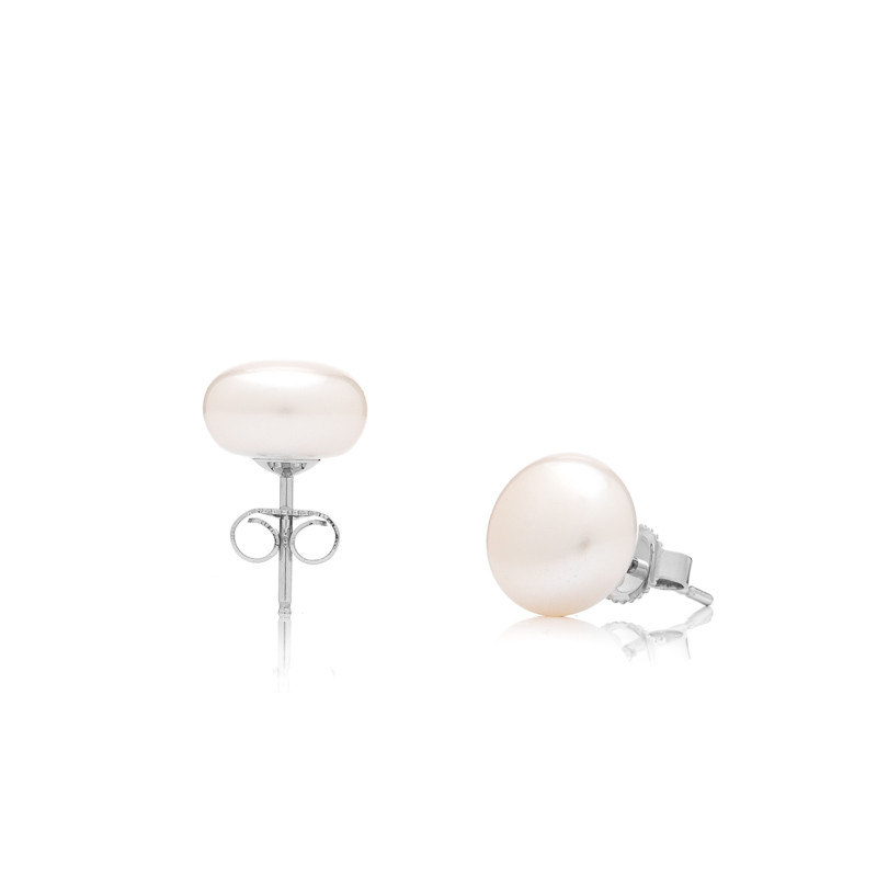 Vpichovací perlové náušnice Mutiara 8 AA - Bílá / Rhodiované stříbro (925)