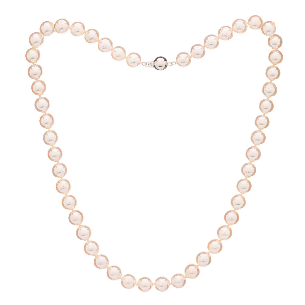 Perlový náhrdelník Akoya 8 AAA+ - Bílá / Bílé zlato 14K (585) / 43 cm