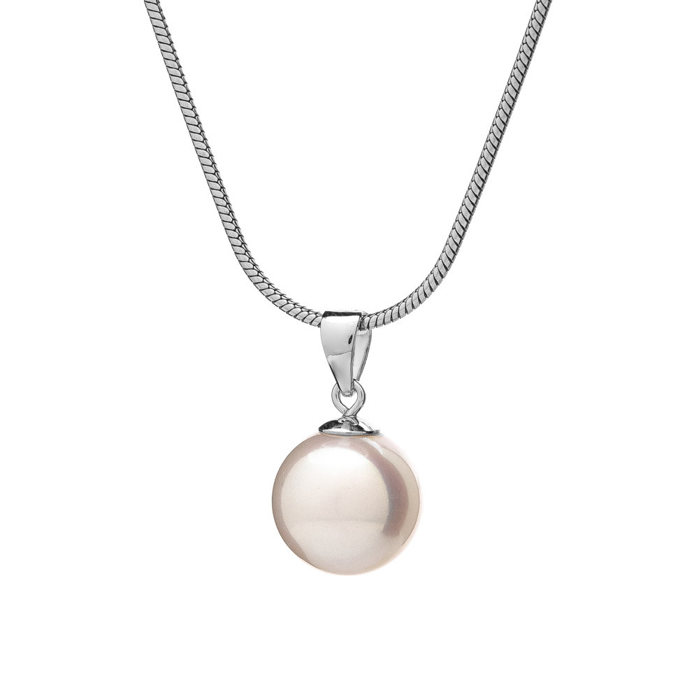 Přívěsek s říční perlou 10 AAA - Bílá / Rhodiované stříbro (925)