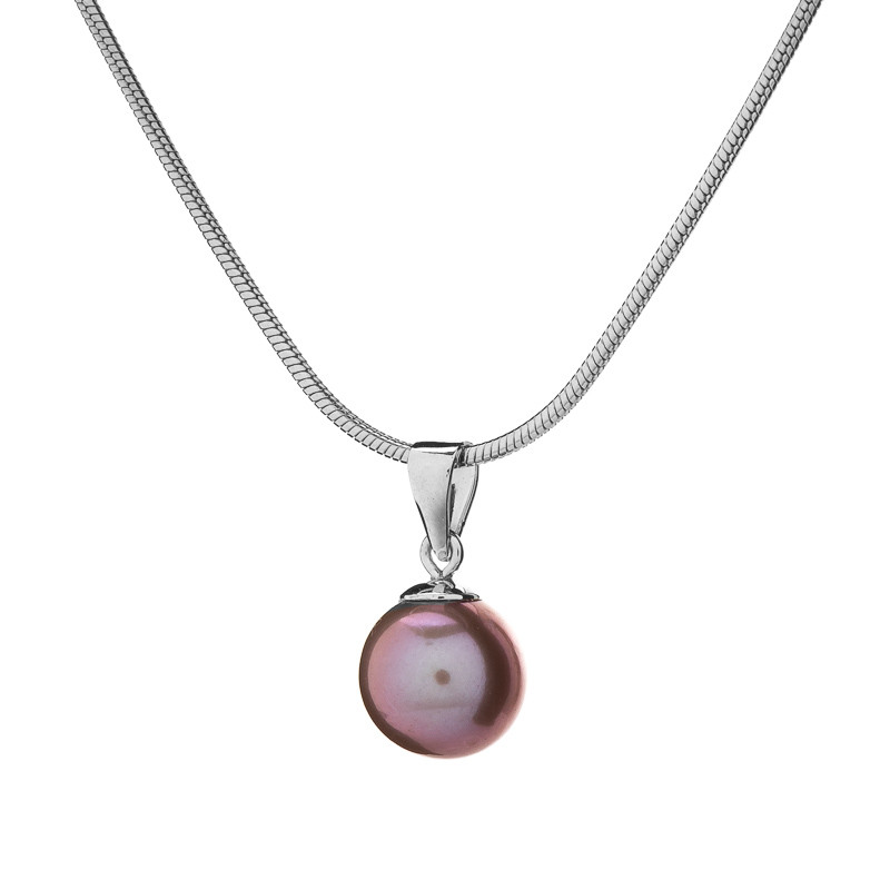 Přívěsek s říční perlou 8 AAA - Růžová / Rhodiované stříbro (925)