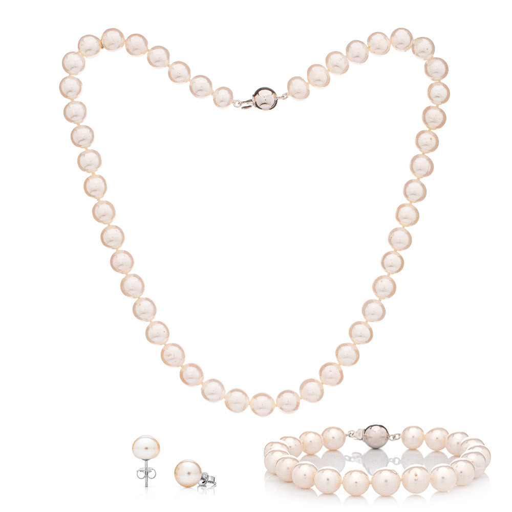 Buka Jewelry | Perlový set náramek, náhrdelník, náušnice 9 AA ST014
