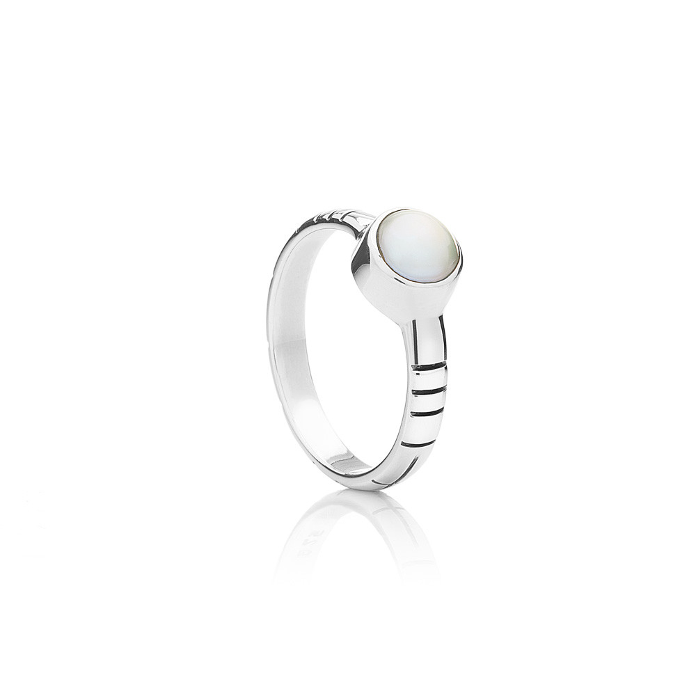 Perlový prsten Catur - Bílá / Sterlingové stříbro (925) / 54