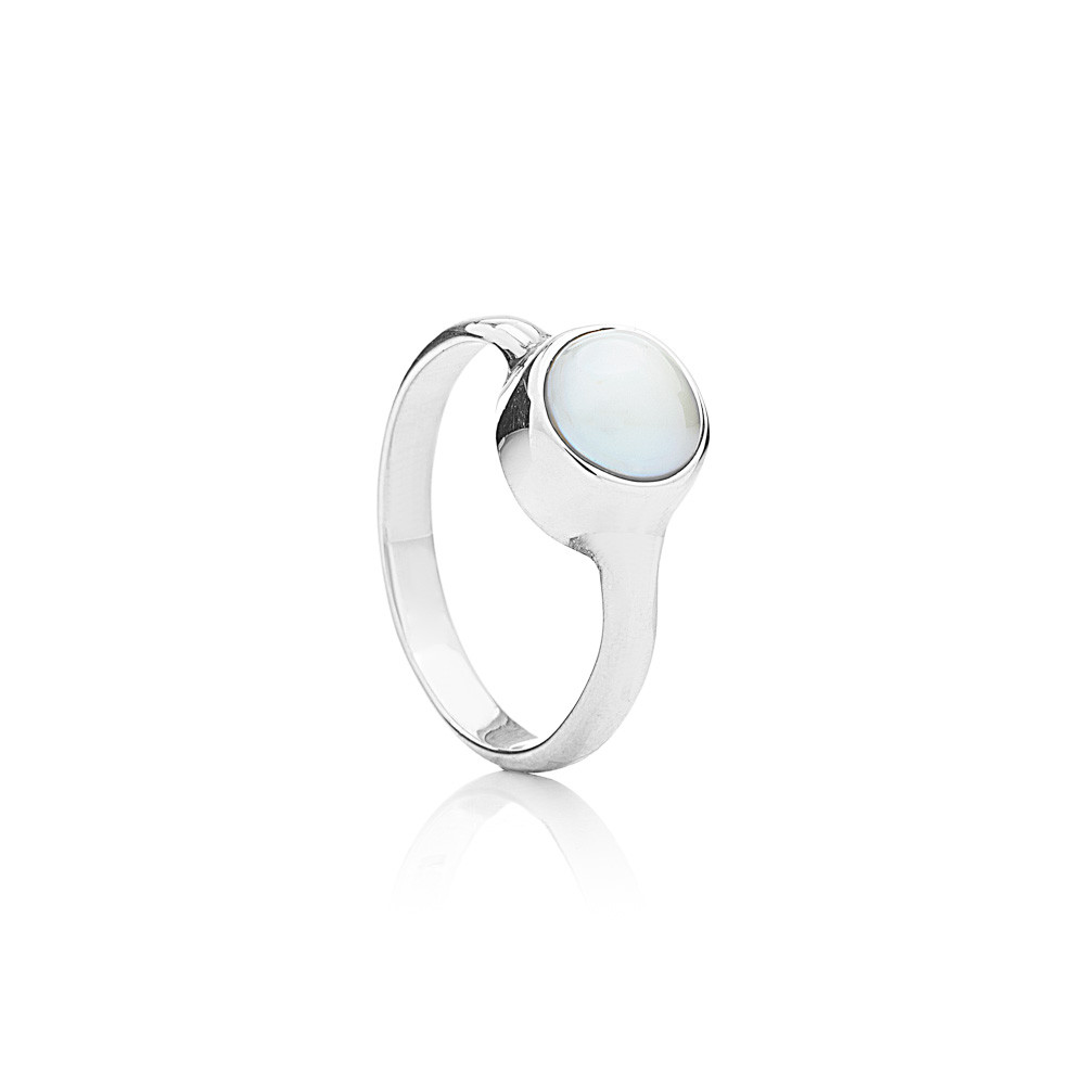 Perlový prsten Sideman - Bílá / Sterlingové stříbro (925) / 53