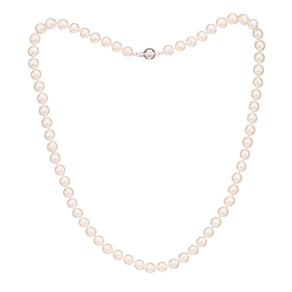 Perlový náhrdelník Akoya 6,5 AAA+ - Bílá / Bílé zlato 14K (585) / 44 cm