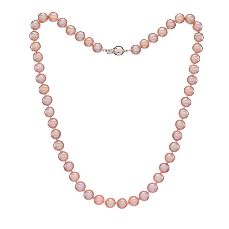 Perlový náhrdelník Mutiara 7,5 AA růžový - Růžová / Rhodiované stříbro (925) / 44 cm
