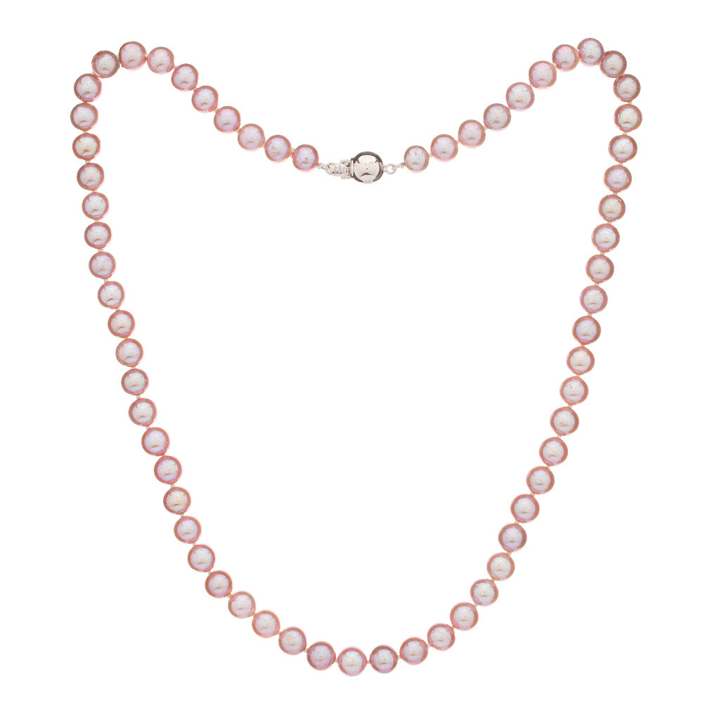 Perlový náhrdelník Mutiara 6 AA růžový - Růžová / Rhodiované stříbro (925) / 45 cm